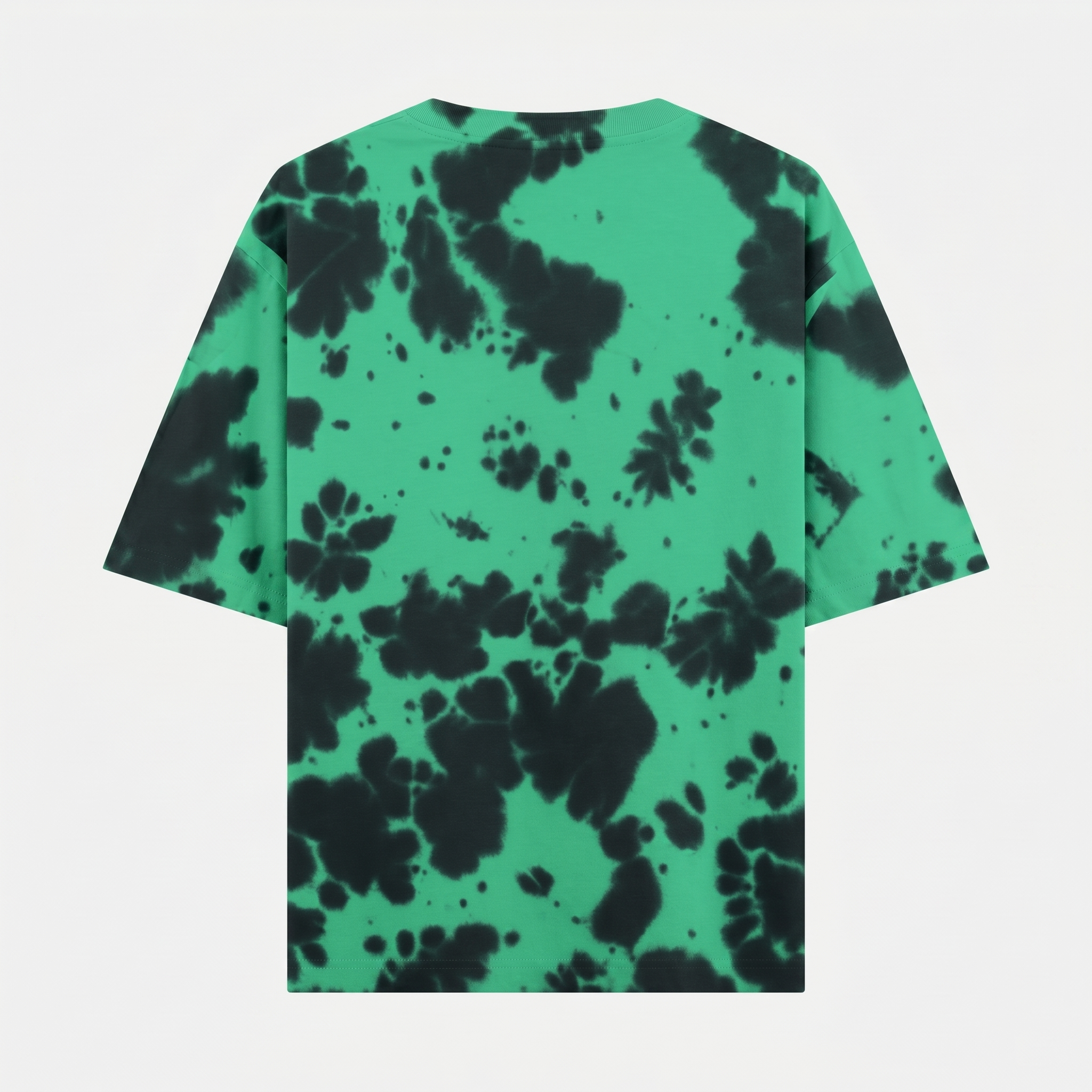 Tie Dye Oversized Script Emblem Green-Black T-Shirt (Unisex)