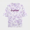 Tie Dye Oversized Script Emblem White-Lavender T-Shirt (Unisex)