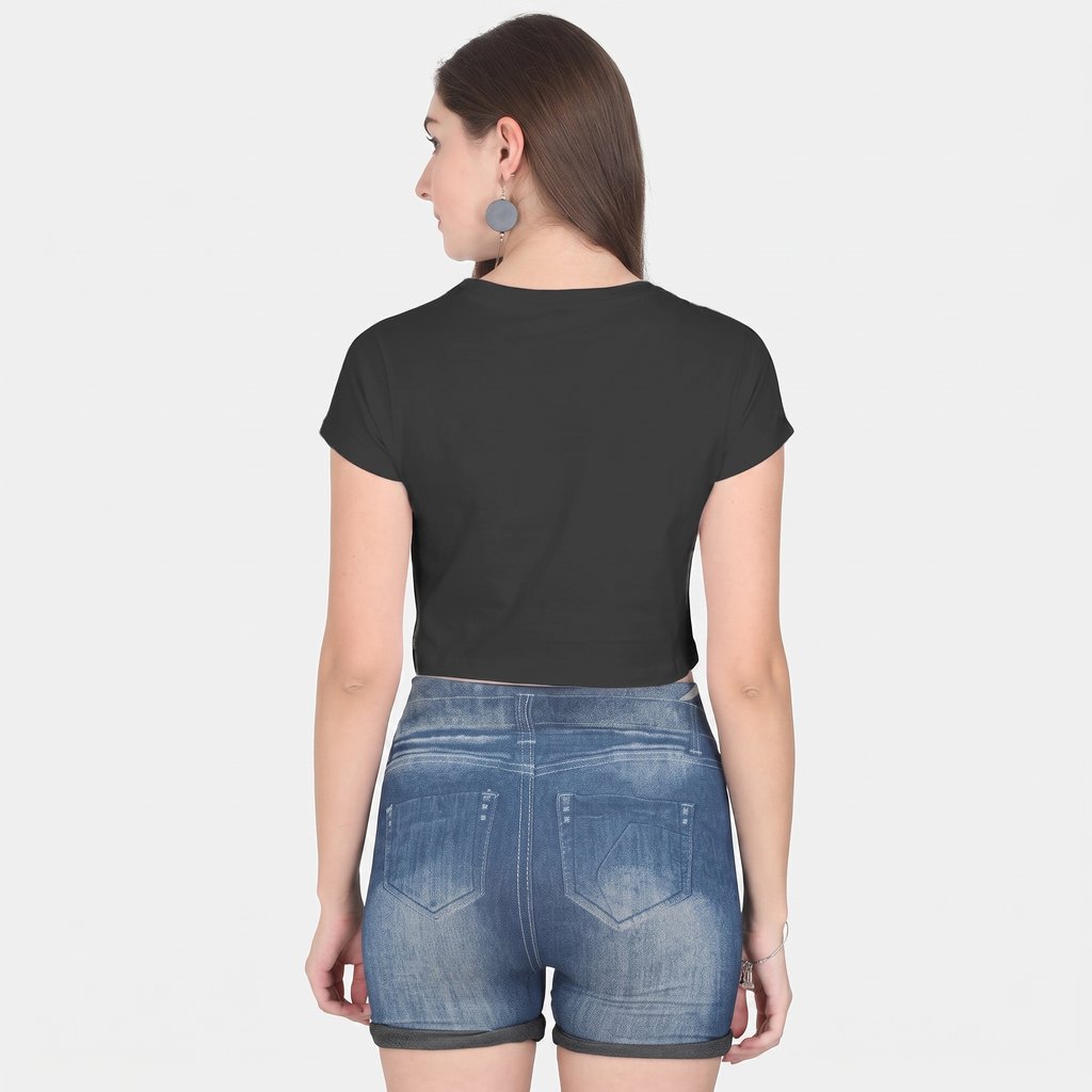 Women's Black Cropped Tee Top