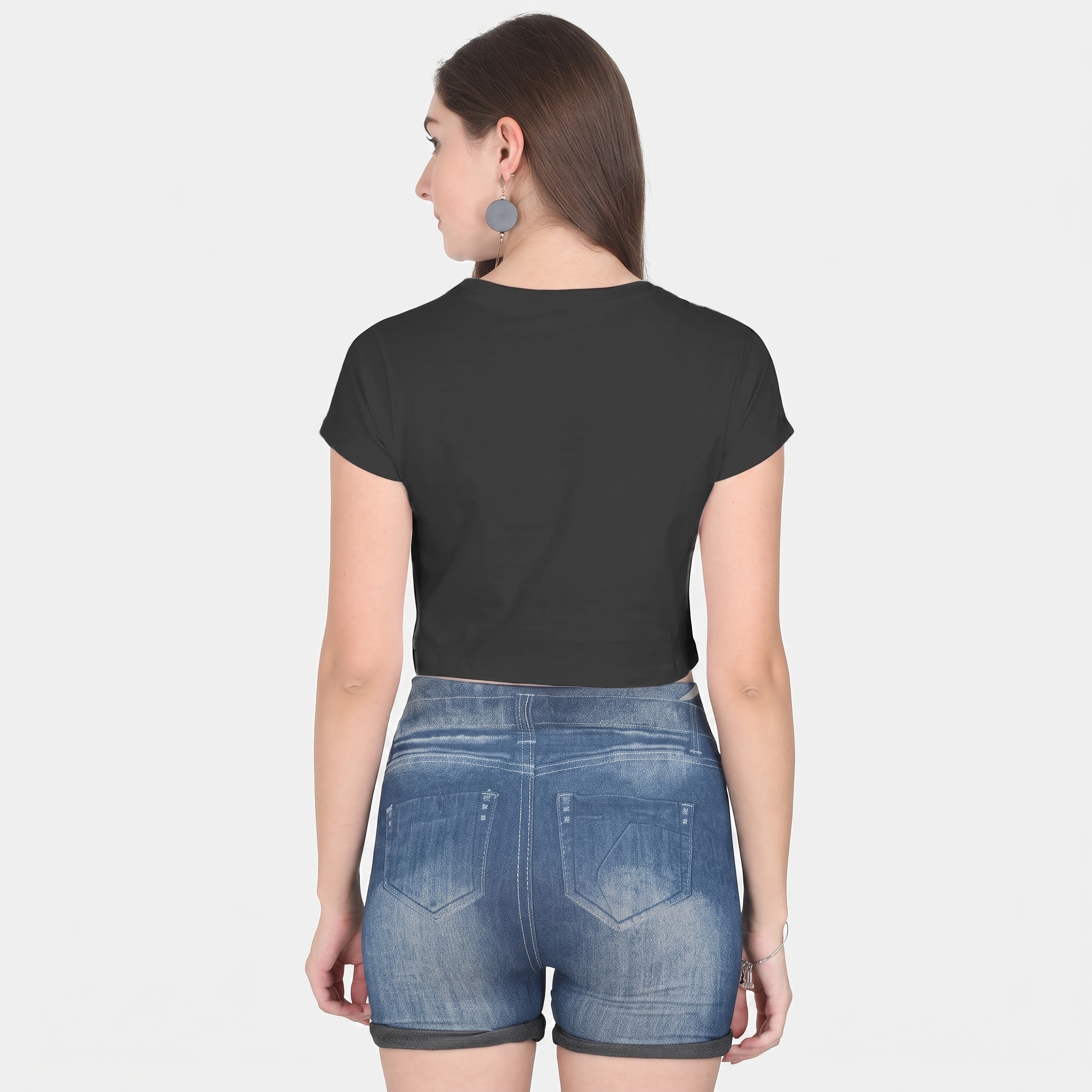 Women's Black Cropped Tee Top