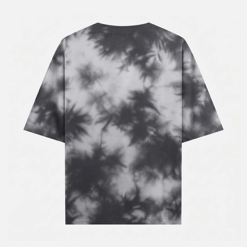 Tie Dye Oversized Script Emblem White-Black T-Shirt (Unisex)