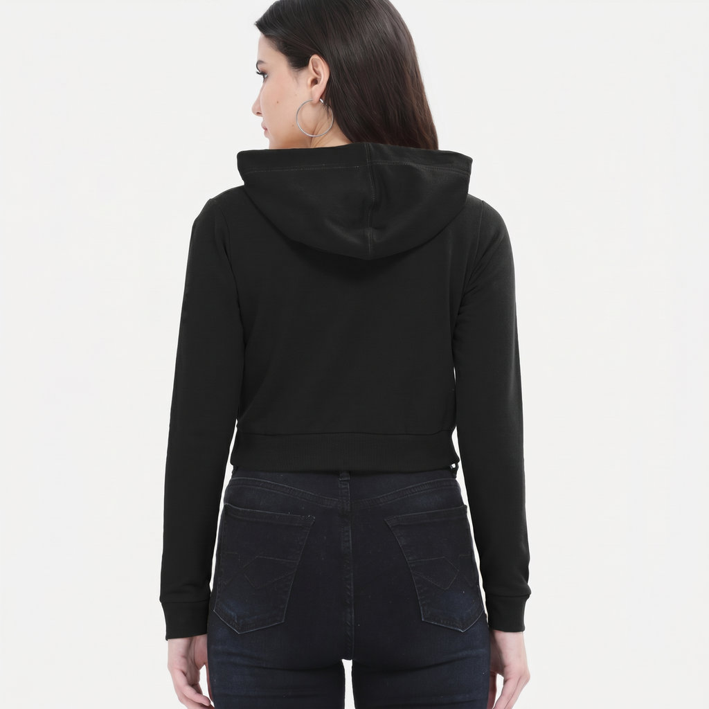 Women's Black Cropped Hoodie