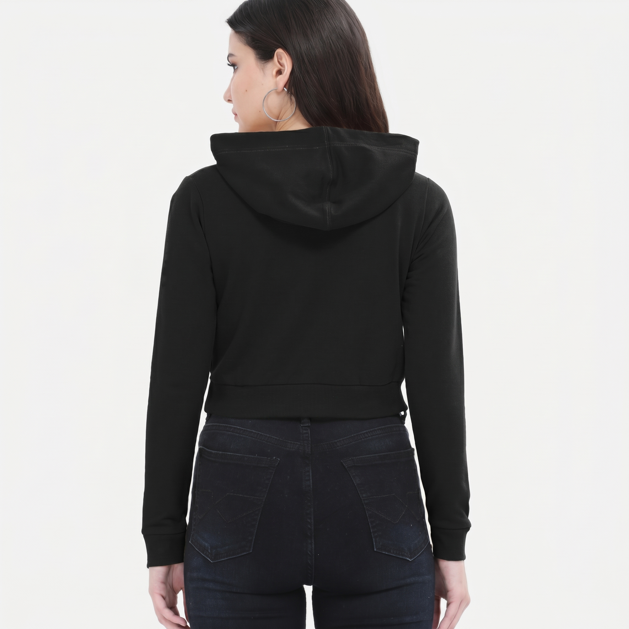 Women's Black Cropped Hoodie