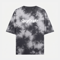 Tie Dye Oversized Script Emblem White-Black T-Shirt (Unisex)