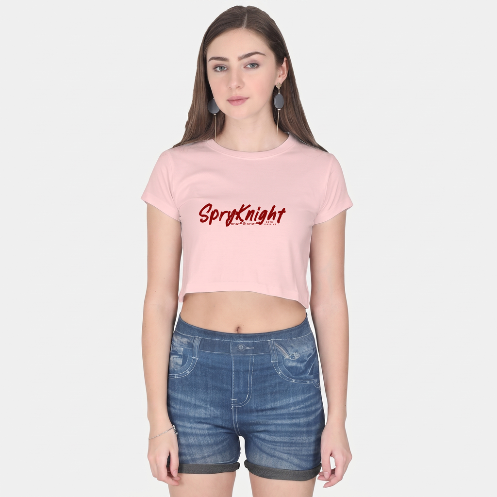Women's Light Baby Pink Cropped Tee Top