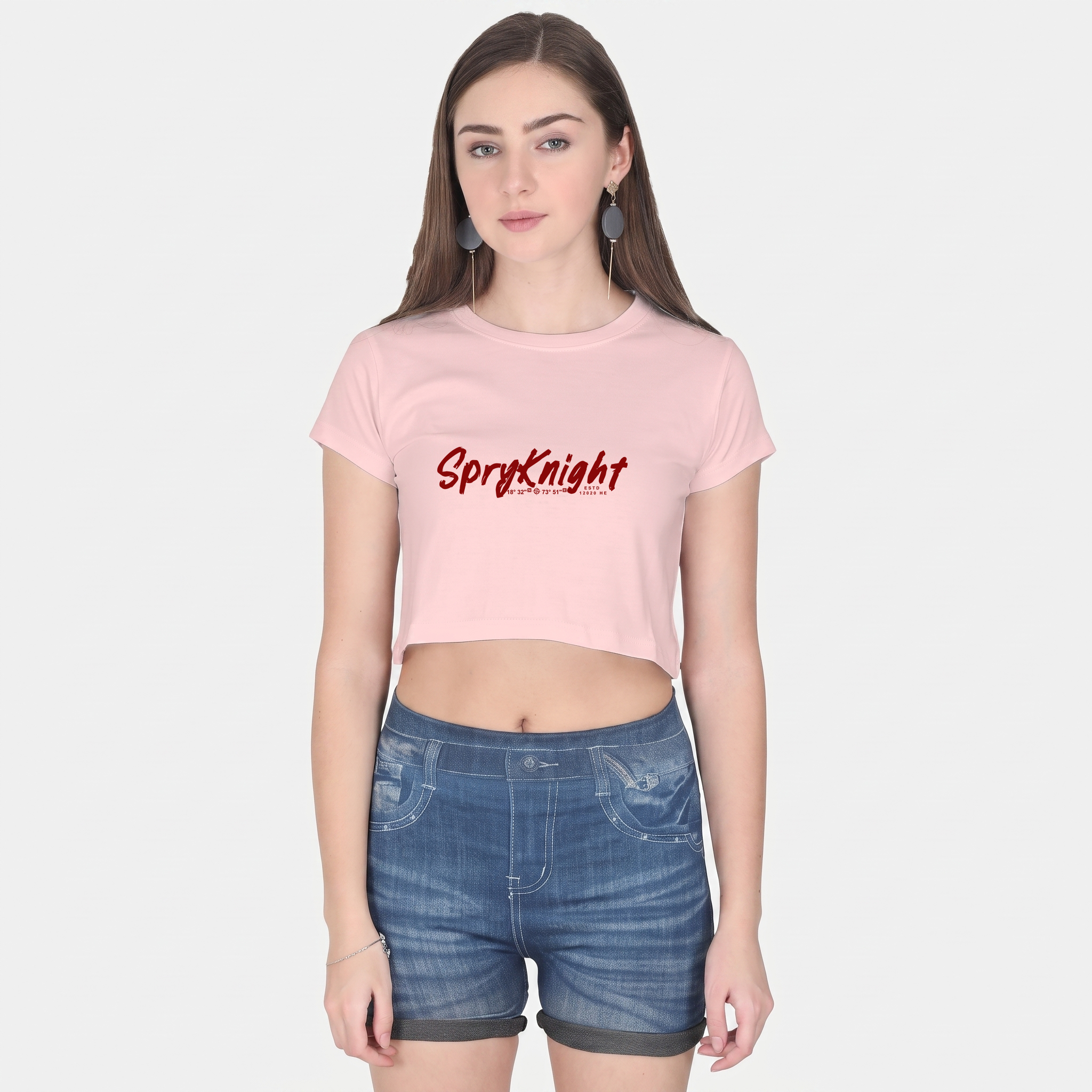 Women's Light Baby Pink Cropped Tee Top