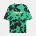 Tie Dye Oversized Script Emblem Green-Black T-Shirt (Unisex)