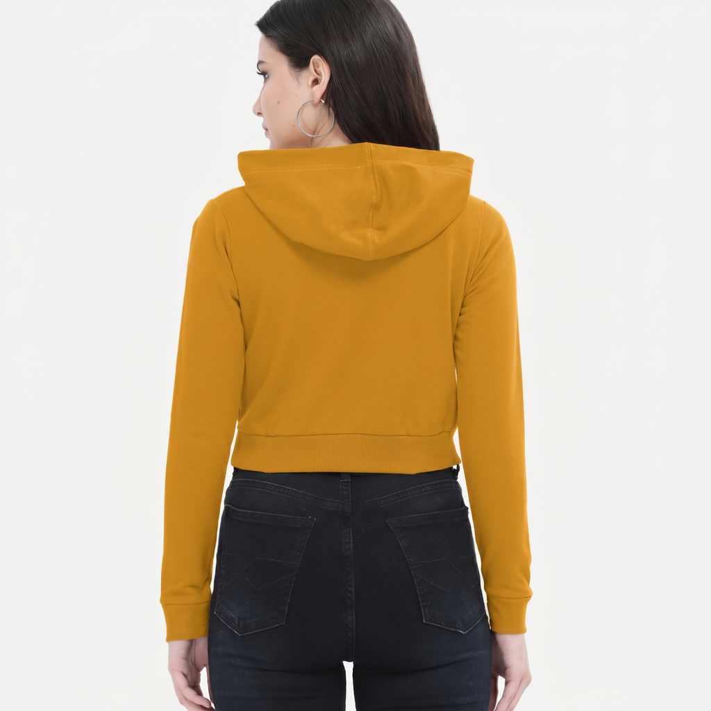 Women's Mustard Yellow Cropped Hoodie