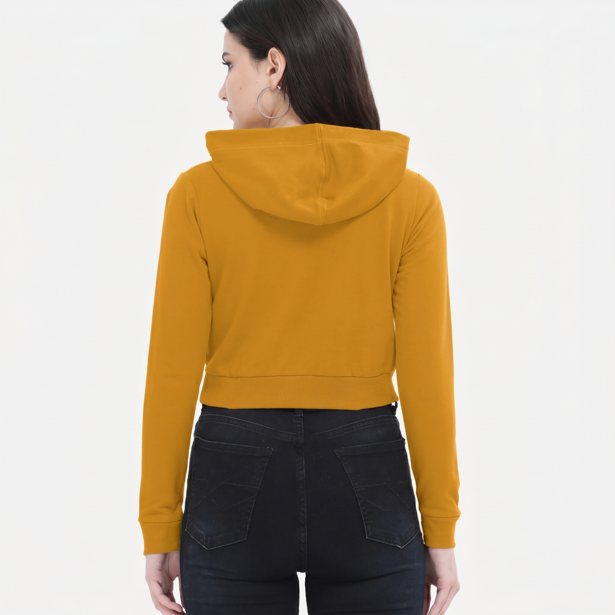 Women's Mustard Yellow Cropped Hoodie