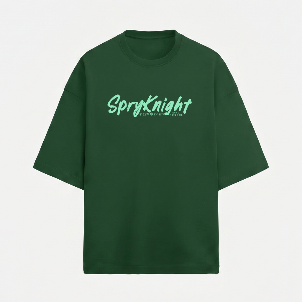 French Terry Bottle Green Oversized T-Shirt (Unisex)