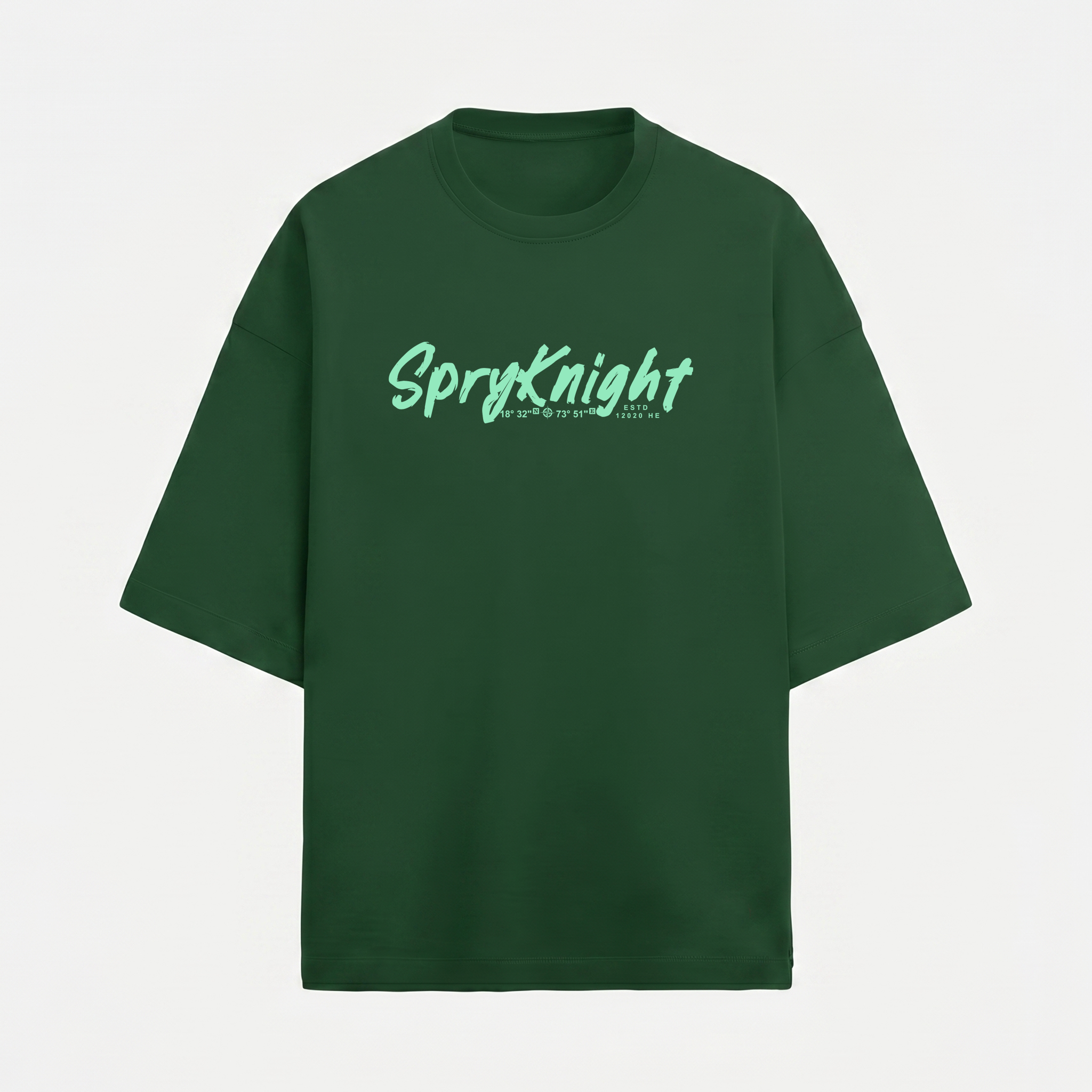 French Terry Bottle Green Oversized T-Shirt (Unisex)