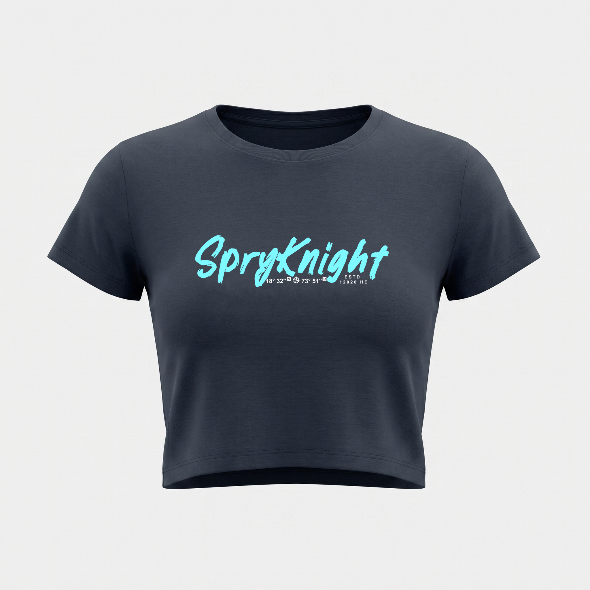 Women's Navy Blue Cropped Tee Top