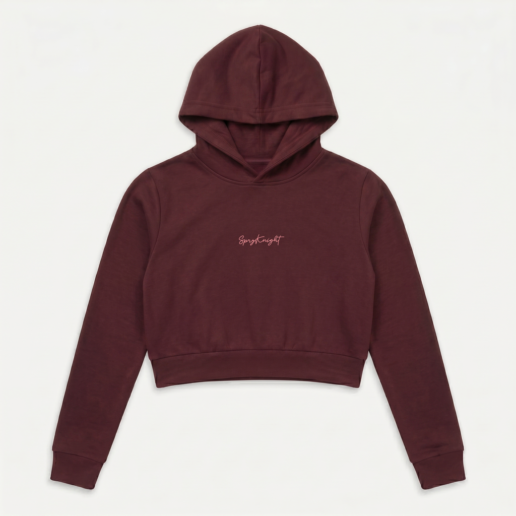 Women's Maroon Cropped Hoodie