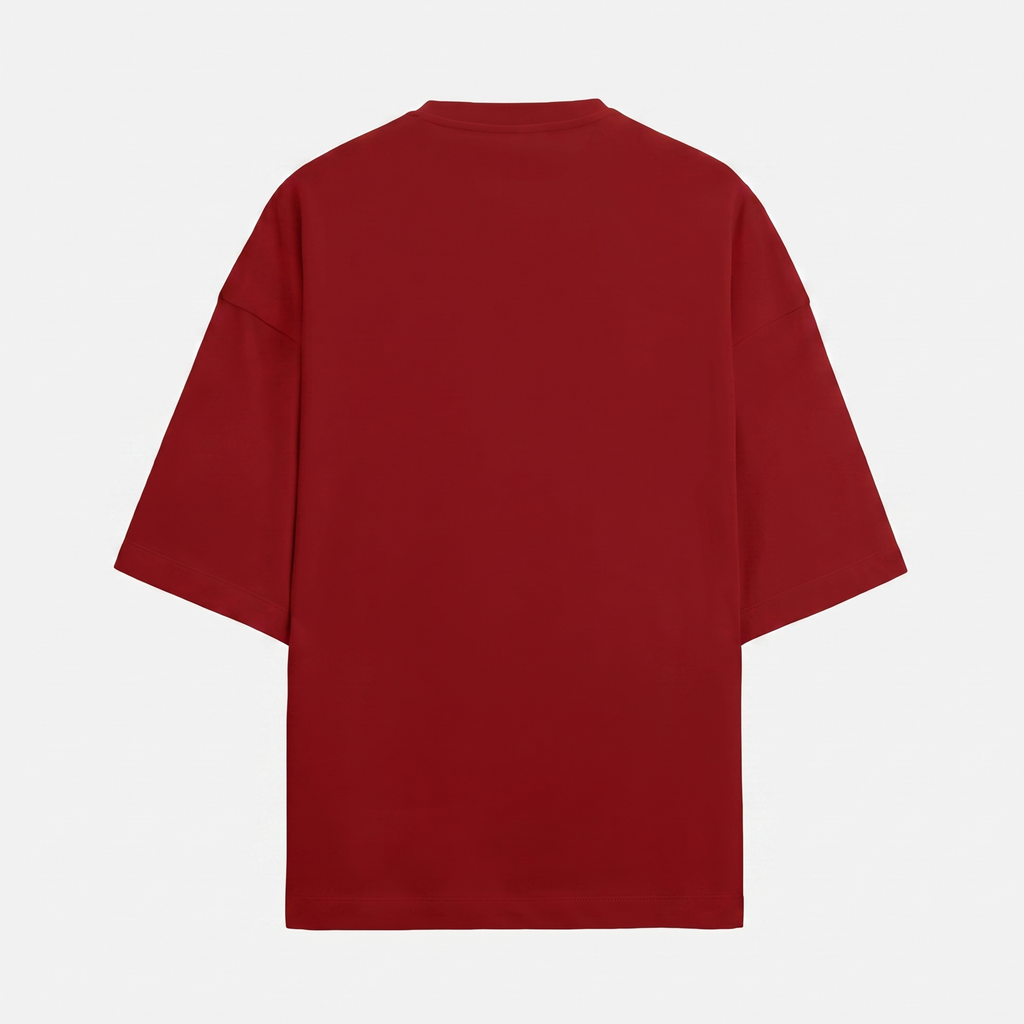 French Terry Red Oversized T-Shirt (Unisex)