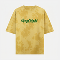 Tie Dye Oversized Script Emblem Yellow T-Shirt (Unisex)