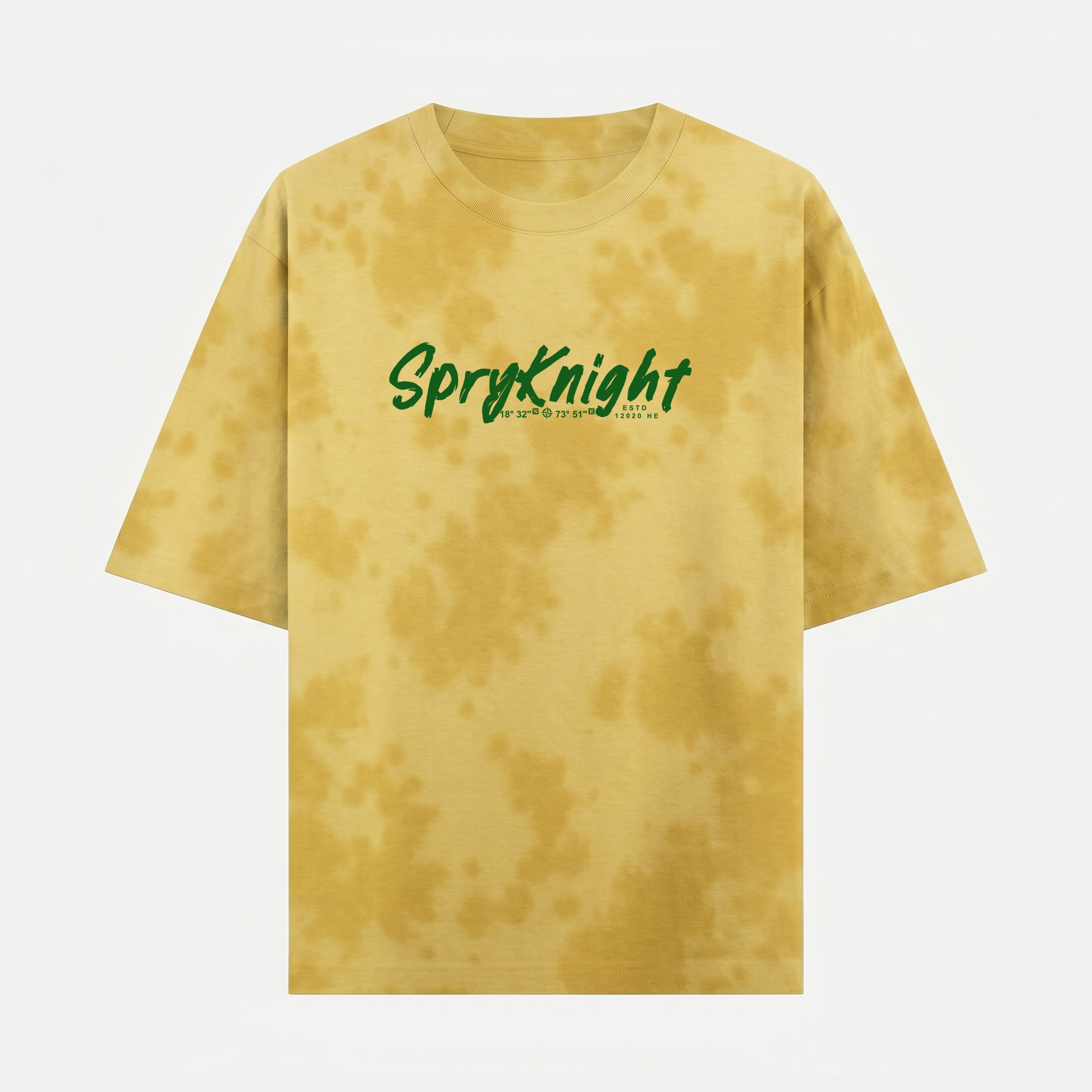Tie Dye Oversized Script Emblem Yellow T-Shirt (Unisex)