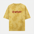 Tie Dye Oversized Script Emblem Yellow T-Shirt (Unisex)