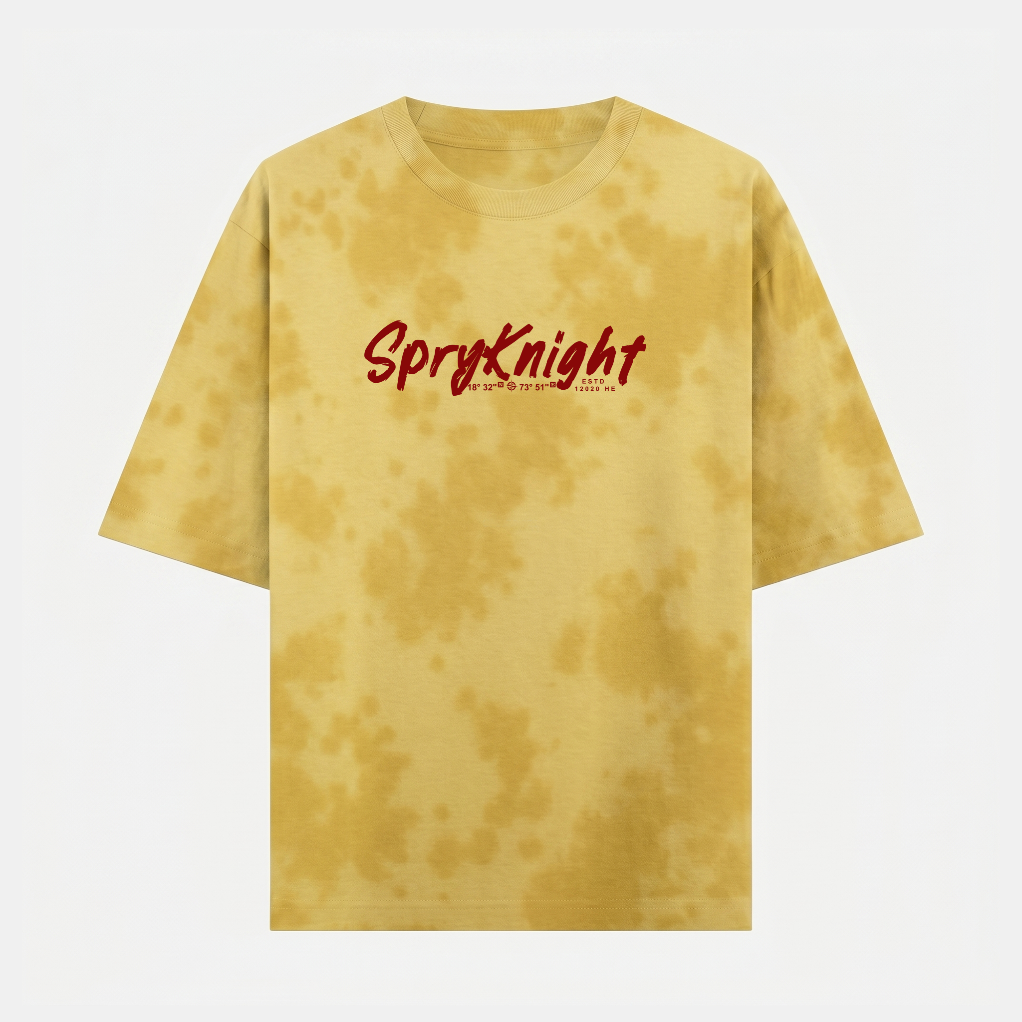 Tie Dye Oversized Script Emblem Yellow T-Shirt (Unisex)