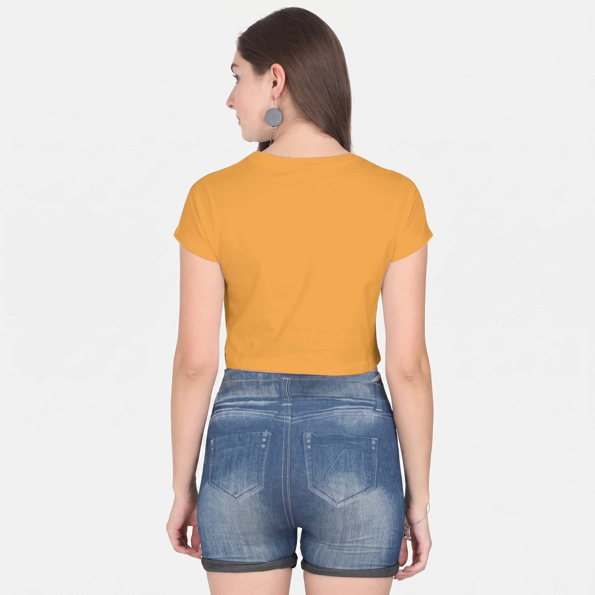 Women's Golden Yellow Cropped Tee Top