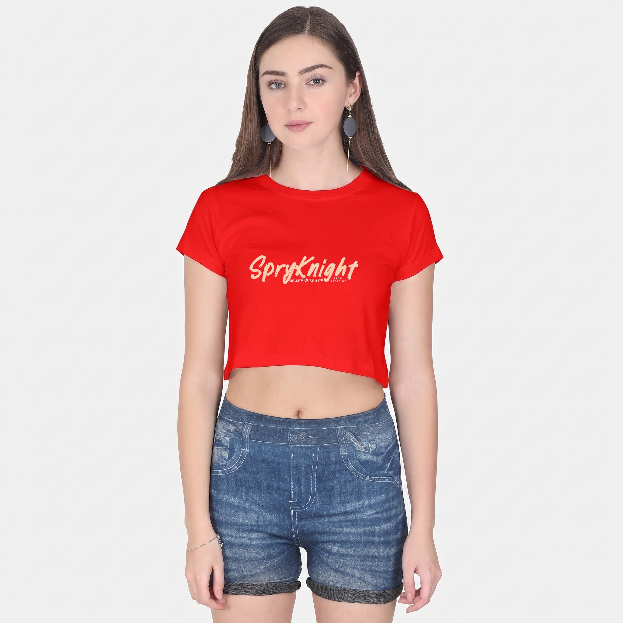 Women's Red Cropped Tee Top