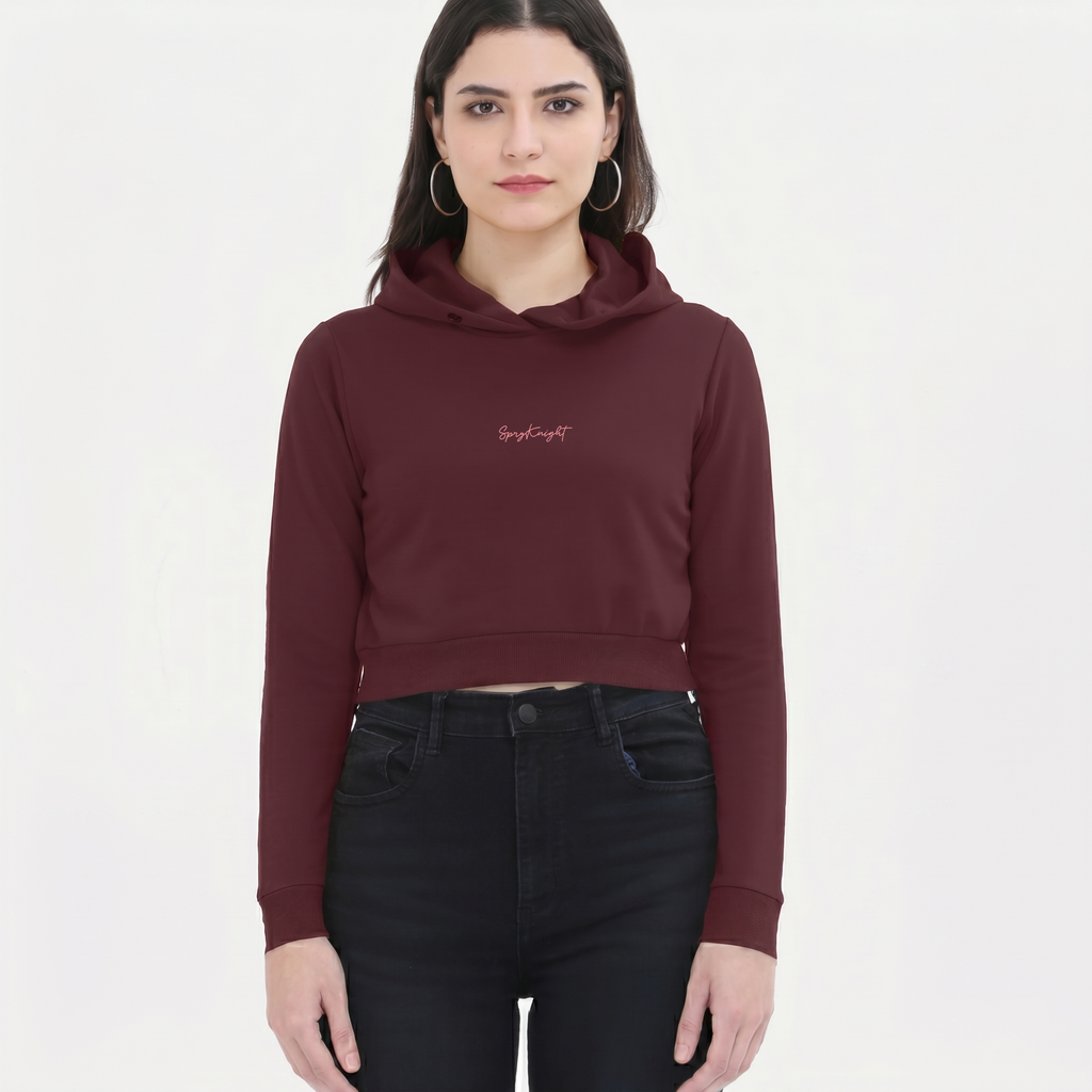 Women's Maroon Cropped Hoodie