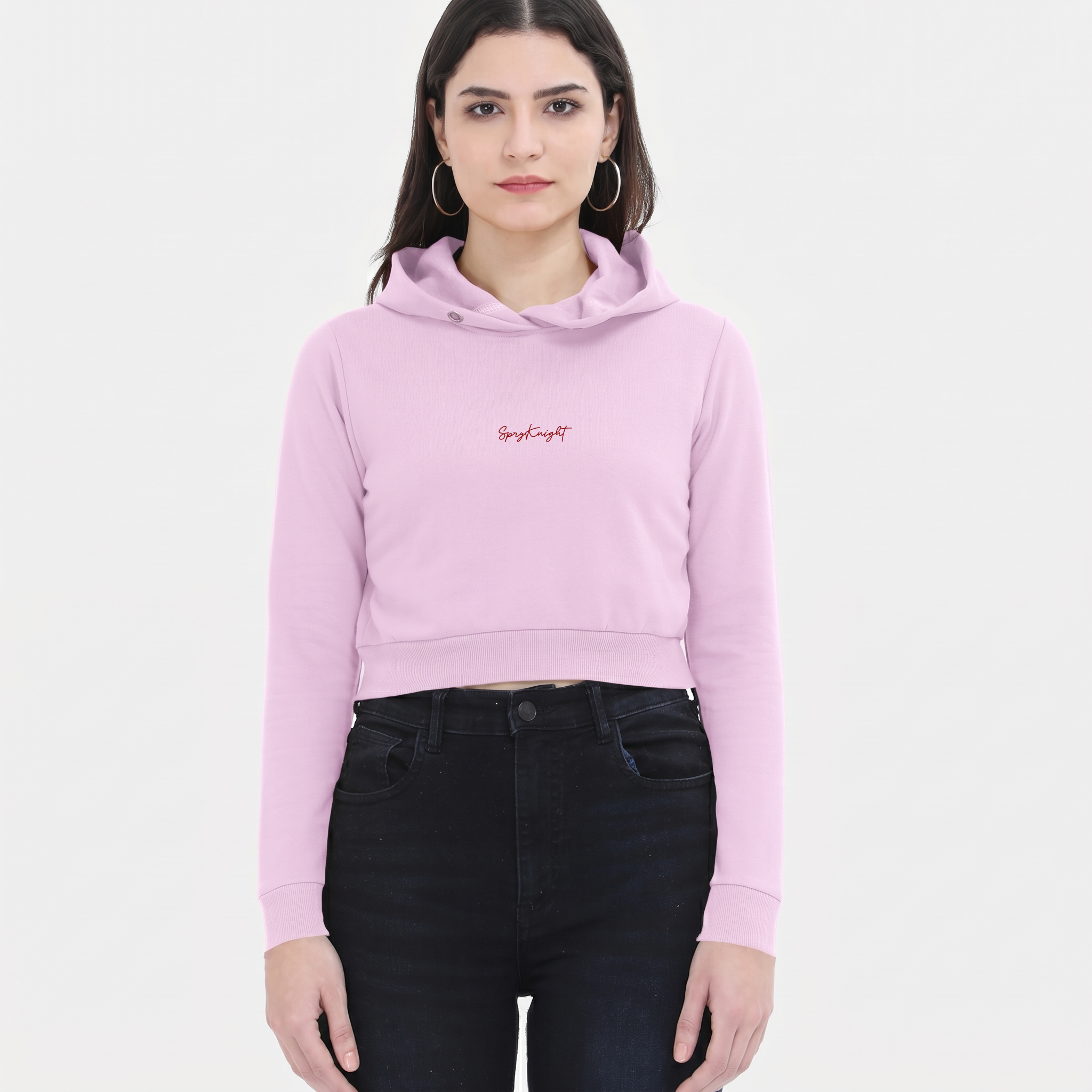 Women's Light Baby Pink Cropped Hoodie