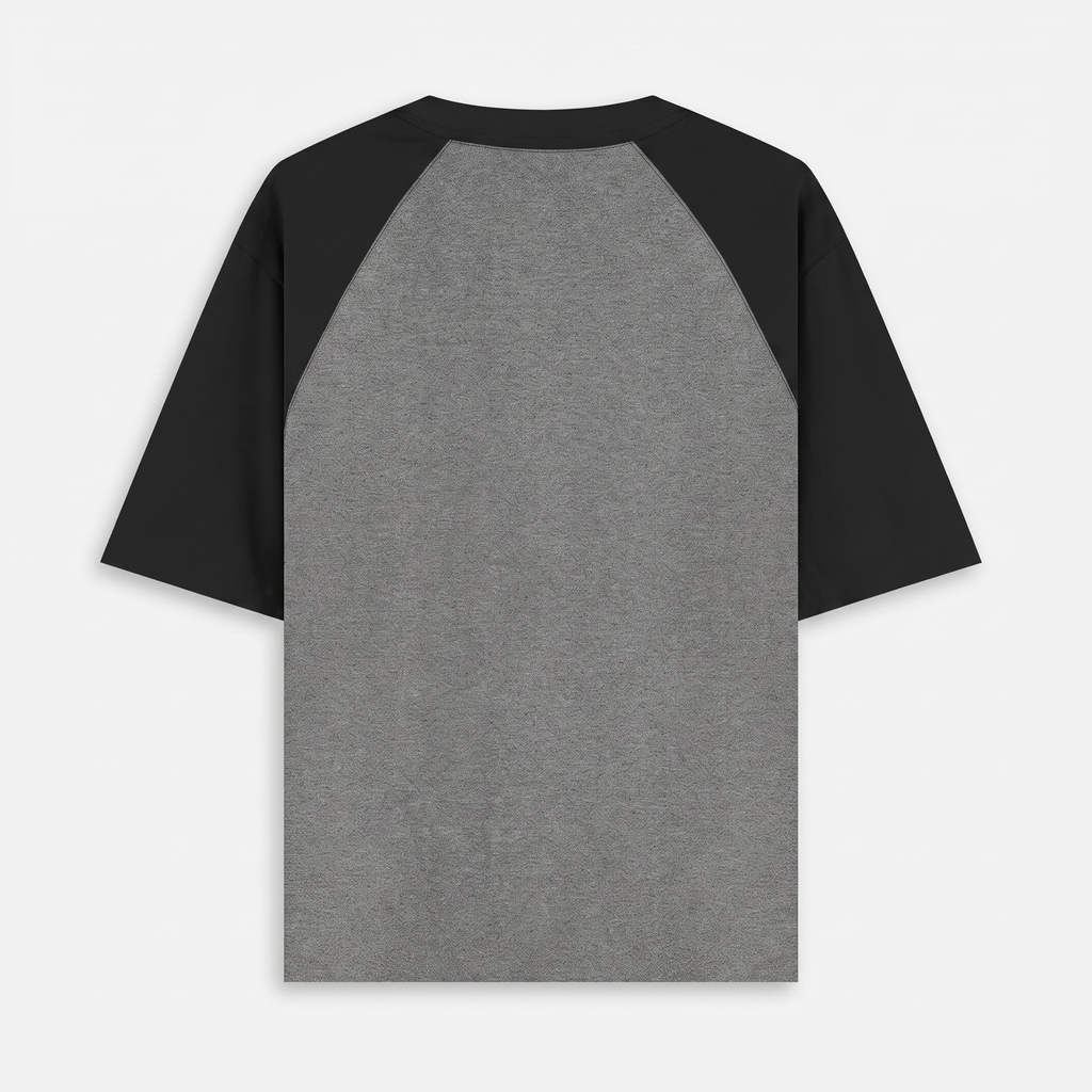 Oversized Raglan Black-Charcoal Melange T-Shirt (Unisex)