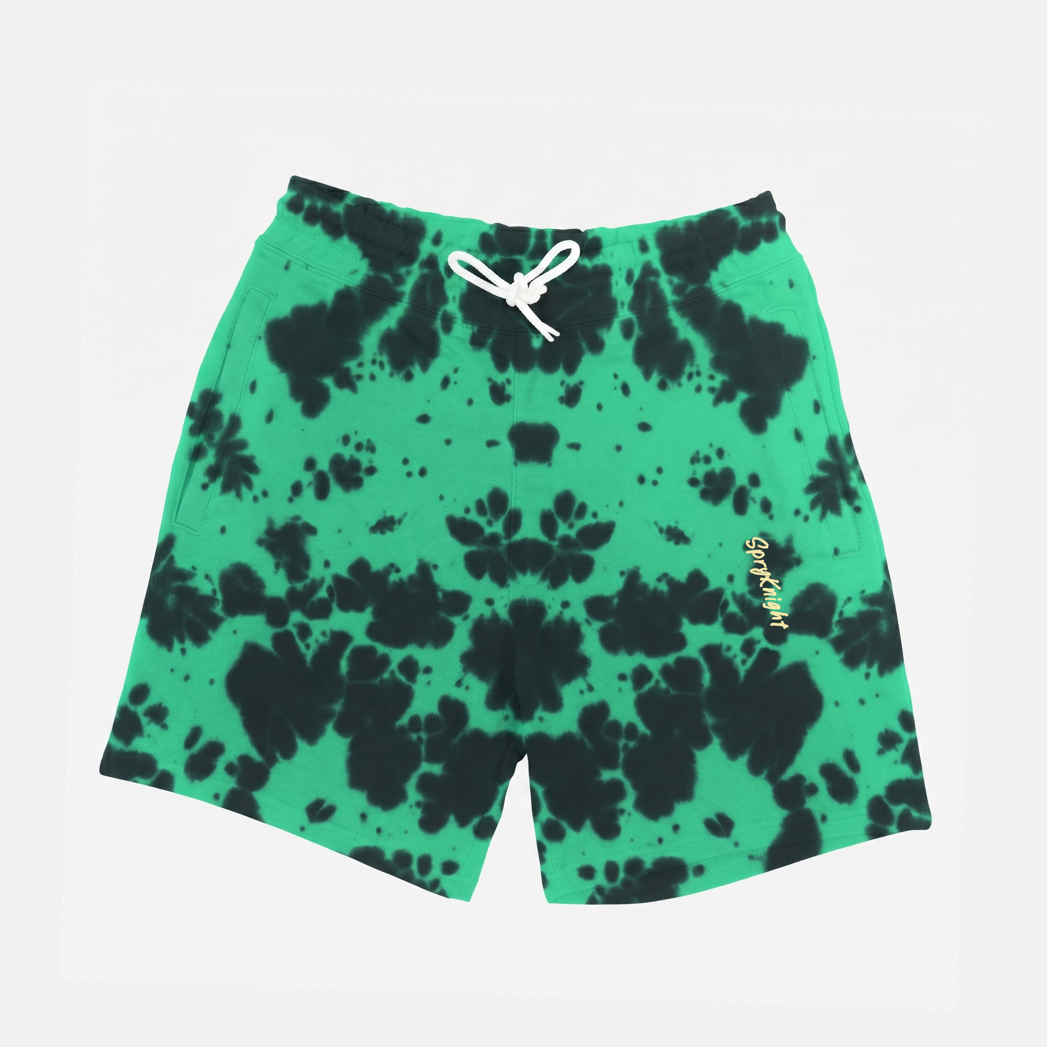Tie Dye Script Emblem Green-Black Shorts (Unisex)