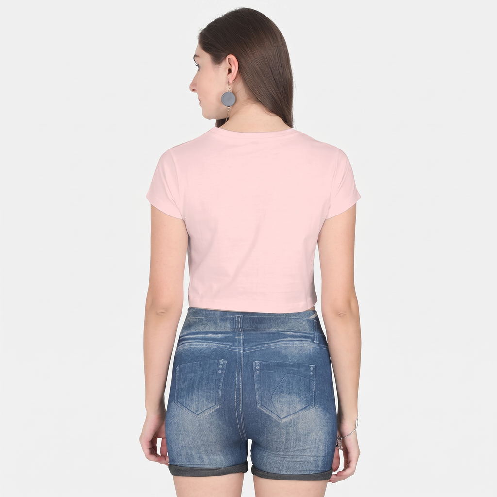 Women's Light Baby Pink Cropped Tee Top