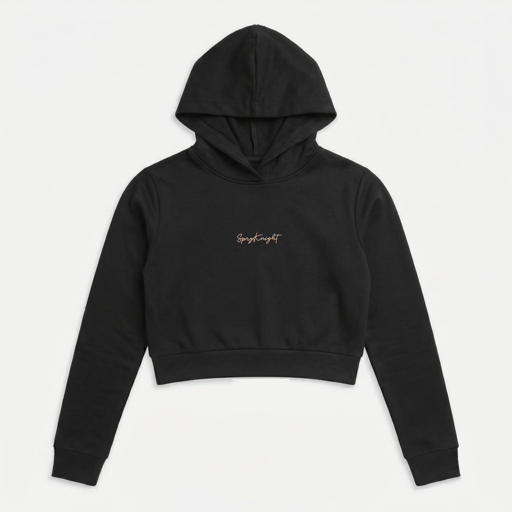 Women's Black Cropped Hoodie