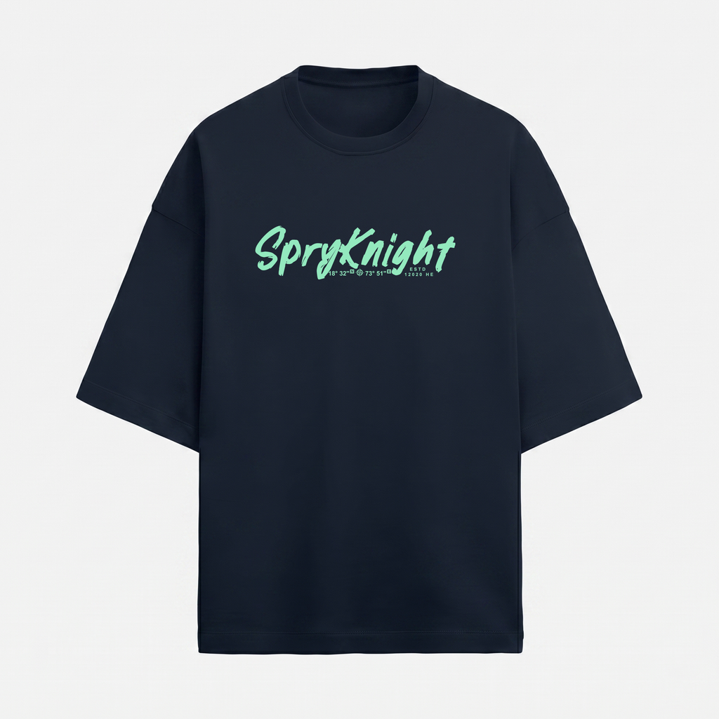 French Terry Navy Blue Oversized T-Shirt (Unisex)