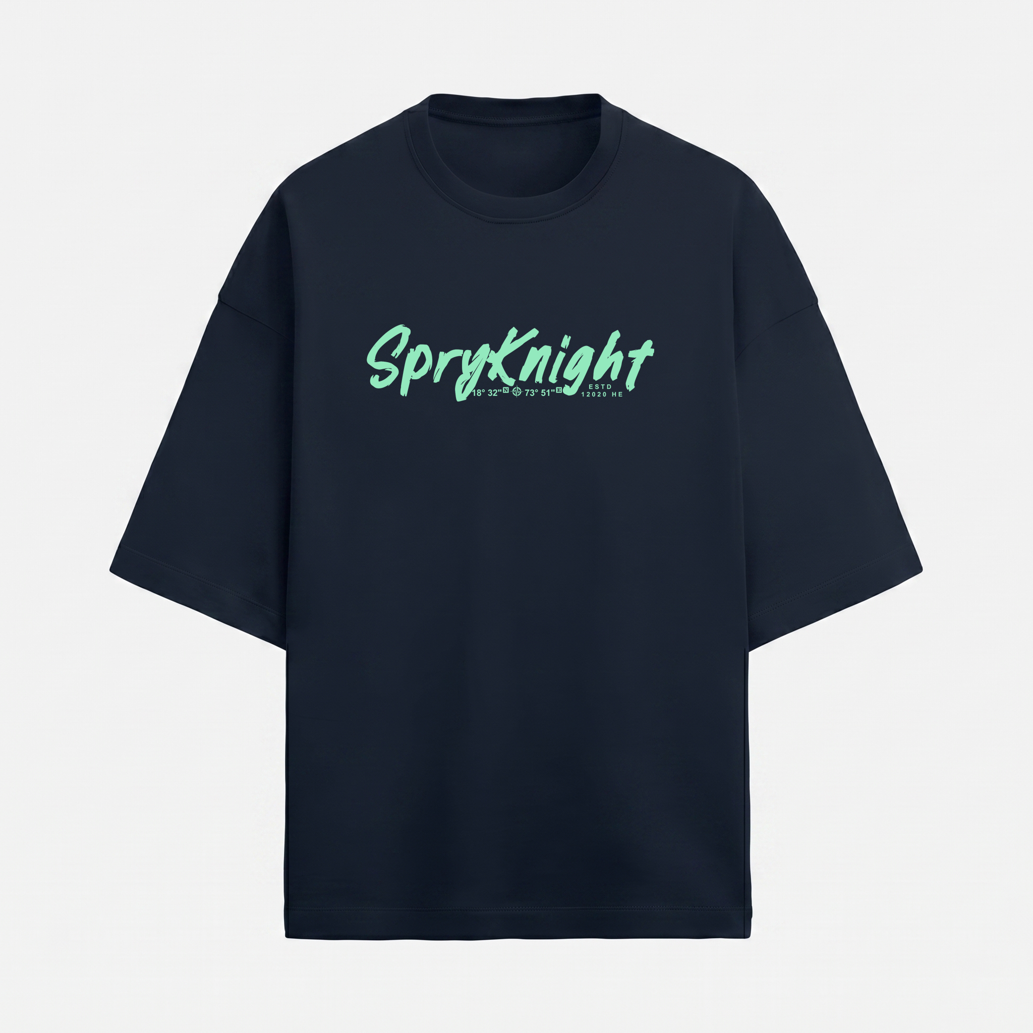 French Terry Navy Blue Oversized T-Shirt (Unisex)