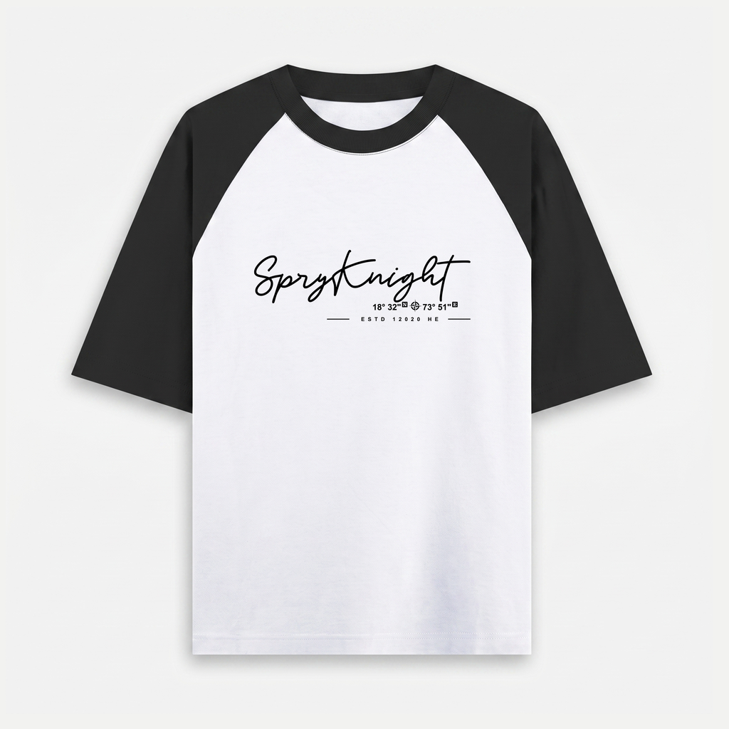 Oversized Raglan White-Black T-Shirt (Unisex)
