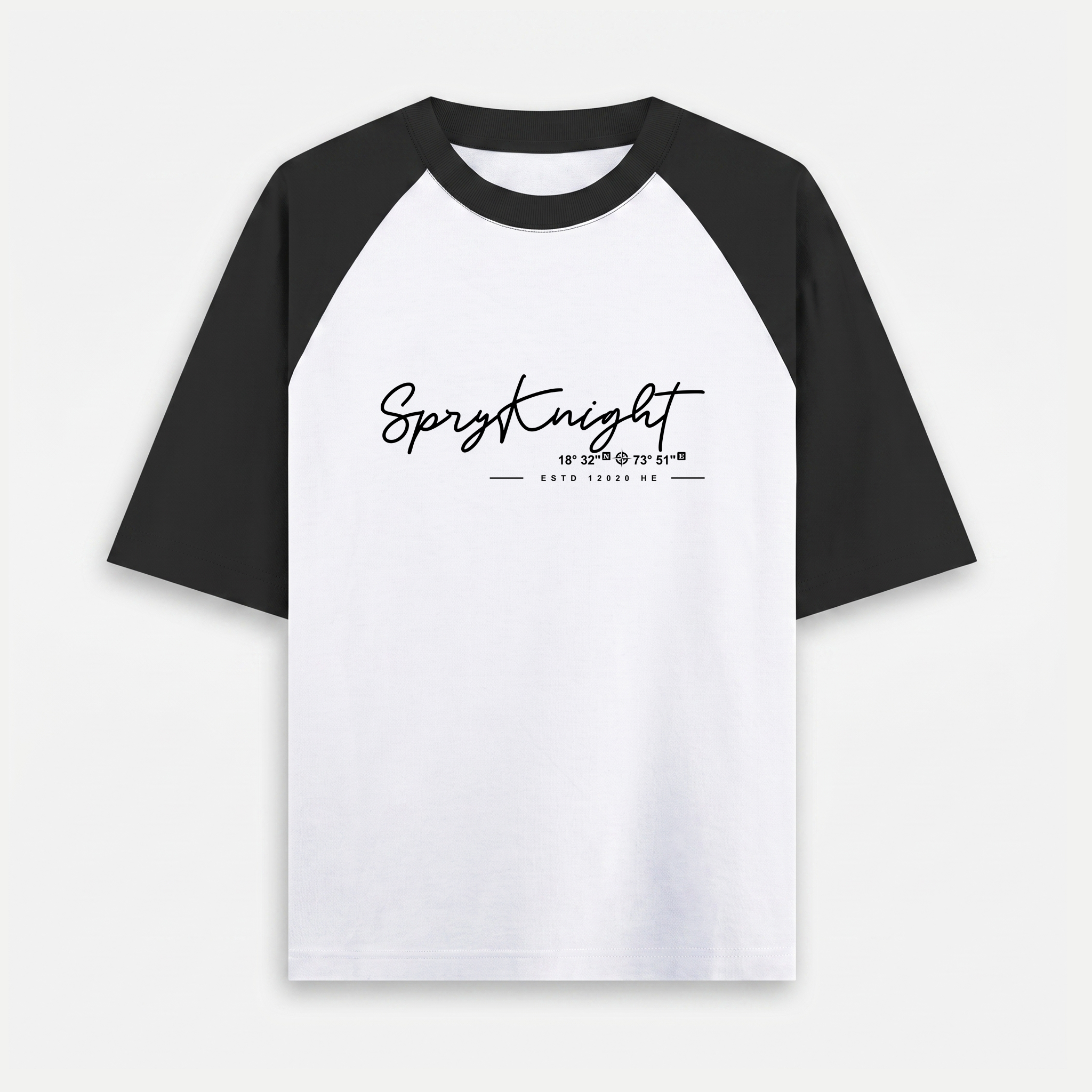 Oversized Raglan White-Black T-Shirt (Unisex)