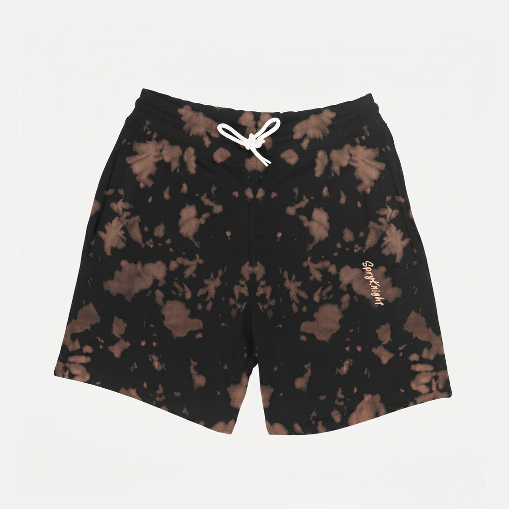 Tie Dye Script Emblem Black-Brown Shorts (Unisex)