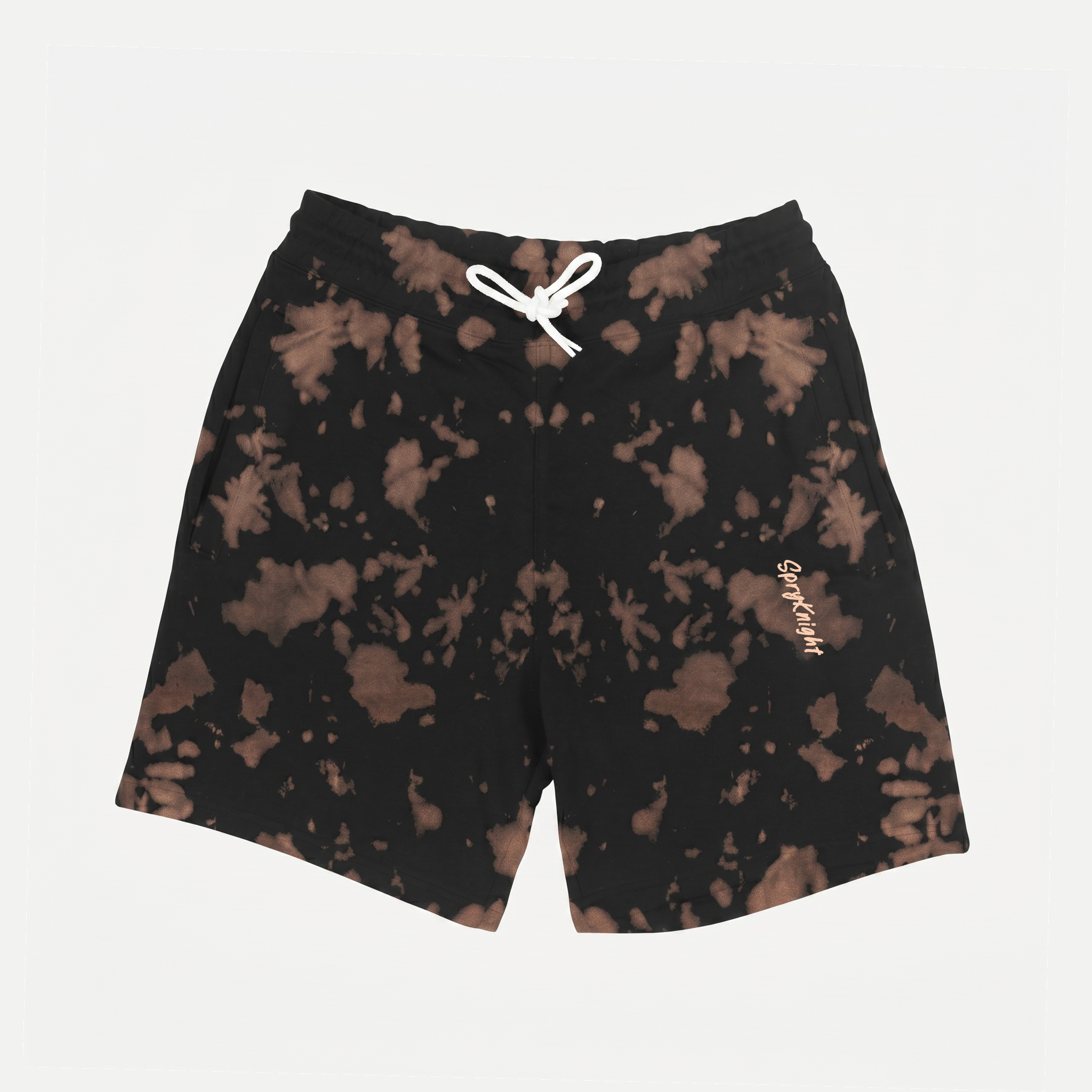 Tie Dye Script Emblem Black-Brown Shorts (Unisex)