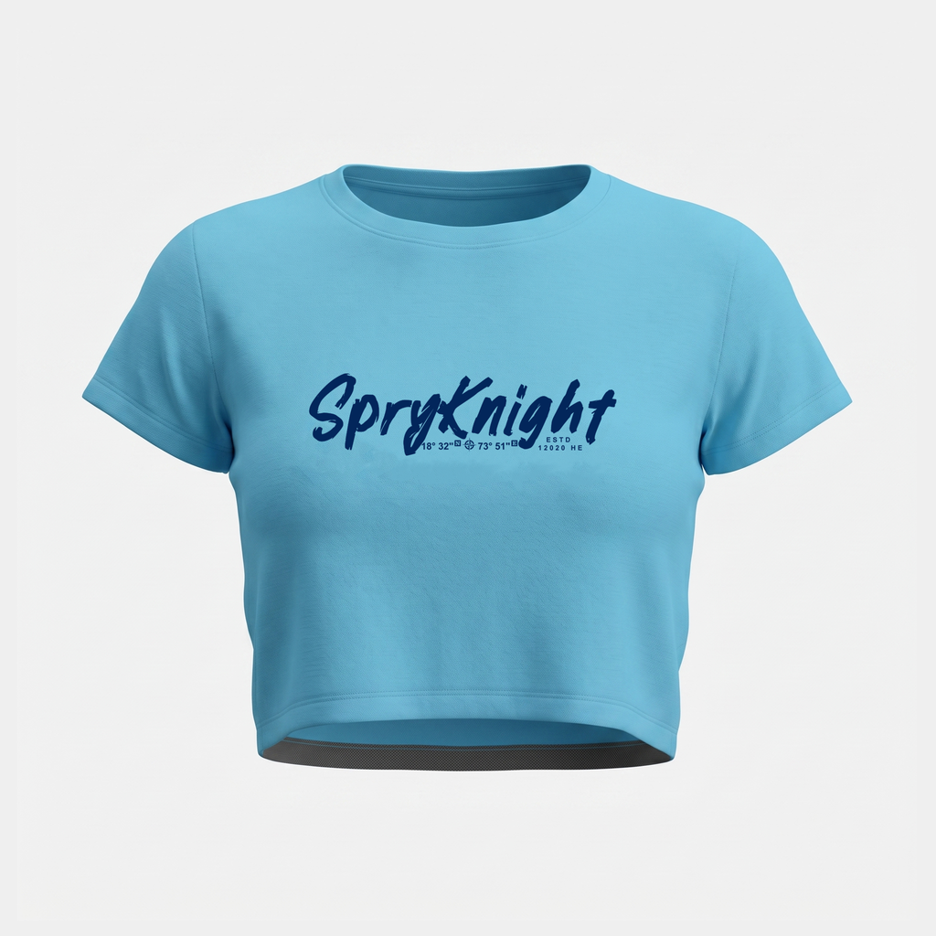 Women's Sky Blue Cropped Tee Top
