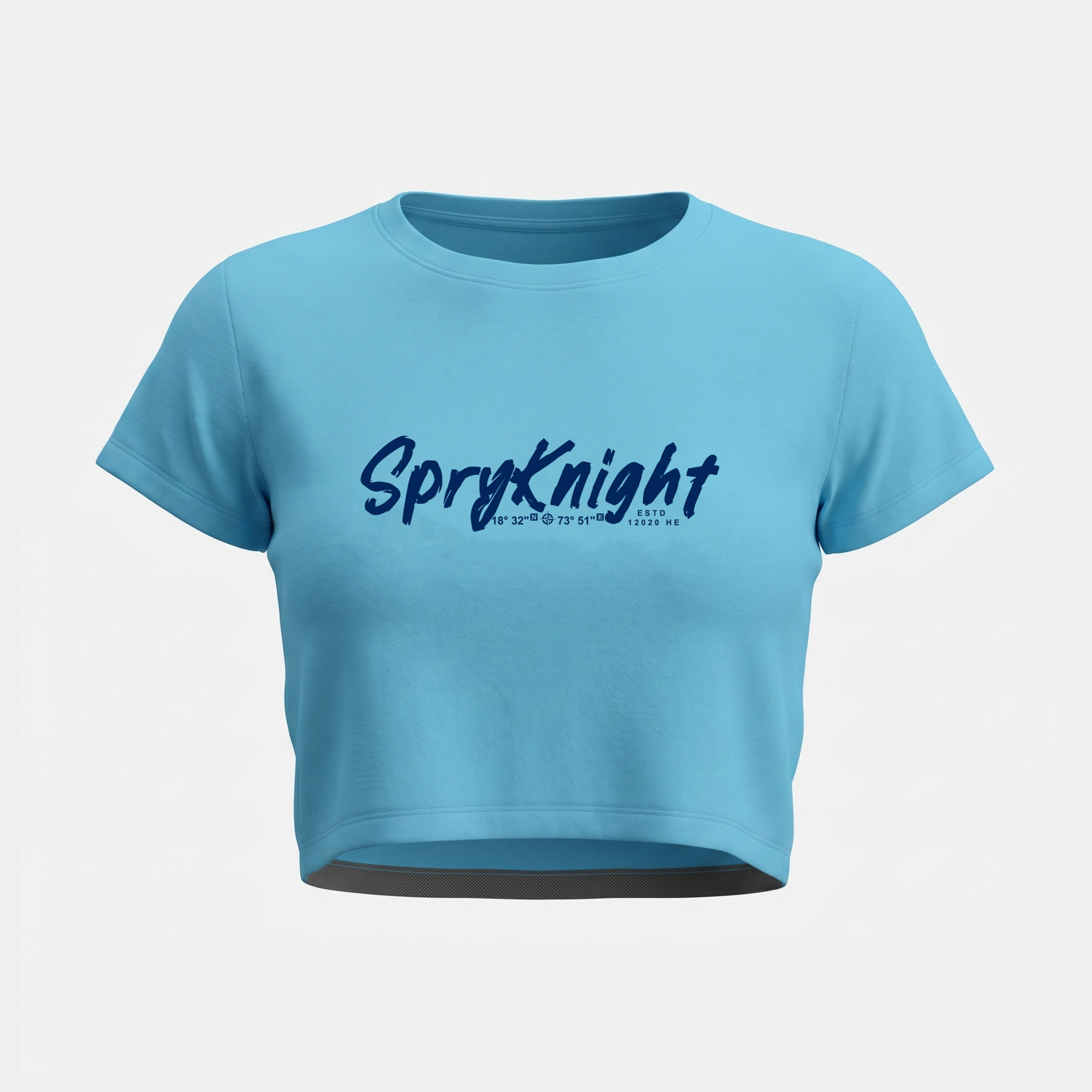 Women's Sky Blue Cropped Tee Top