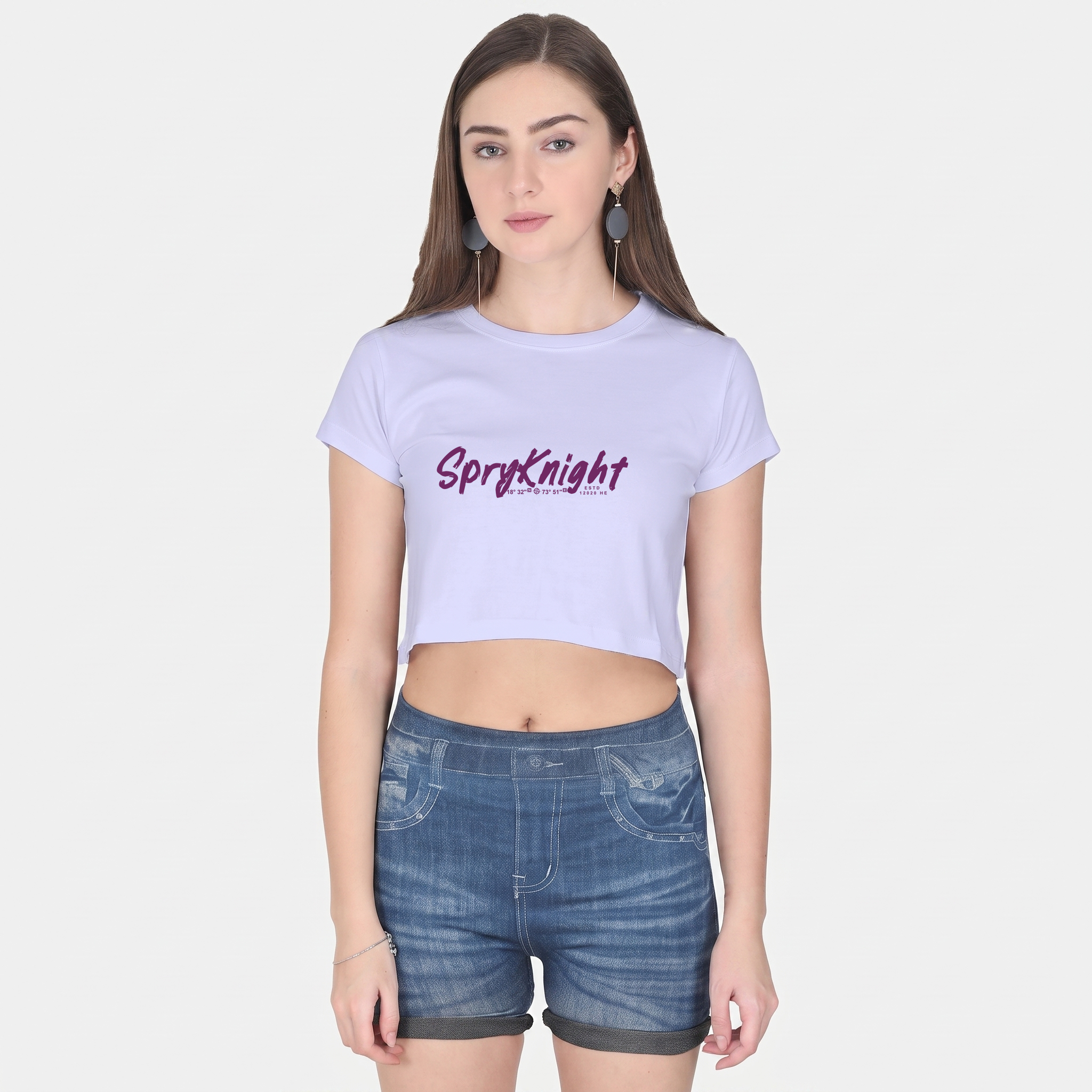 Women's Lavender Cropped Tee Top