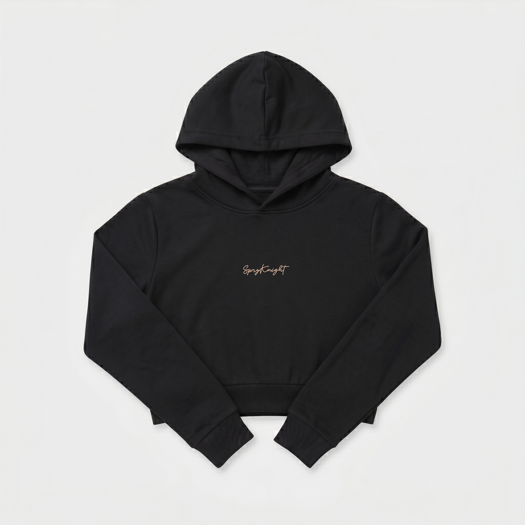 Women's Black Cropped Hoodie