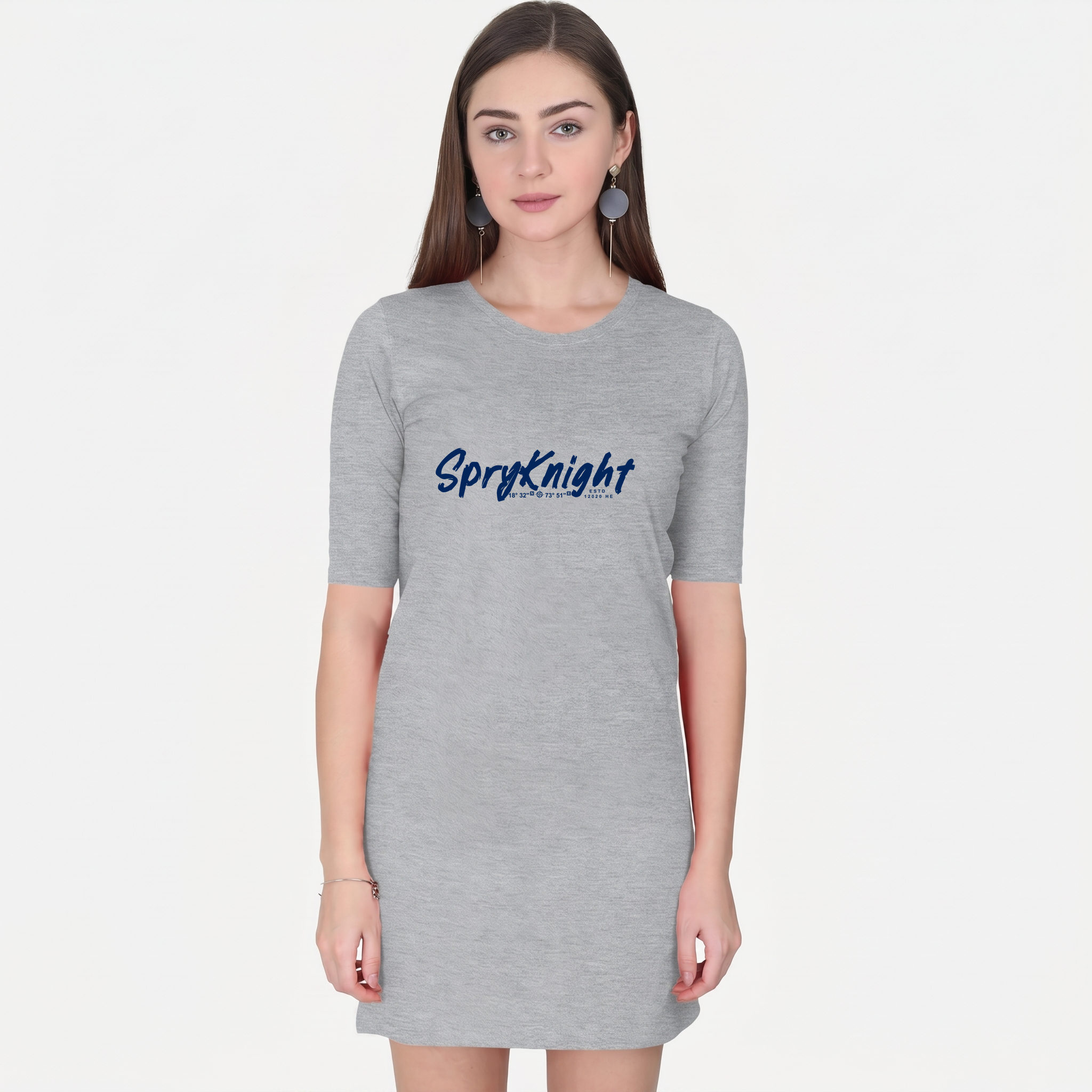 Women's Grey Melange T-Shirt Dress