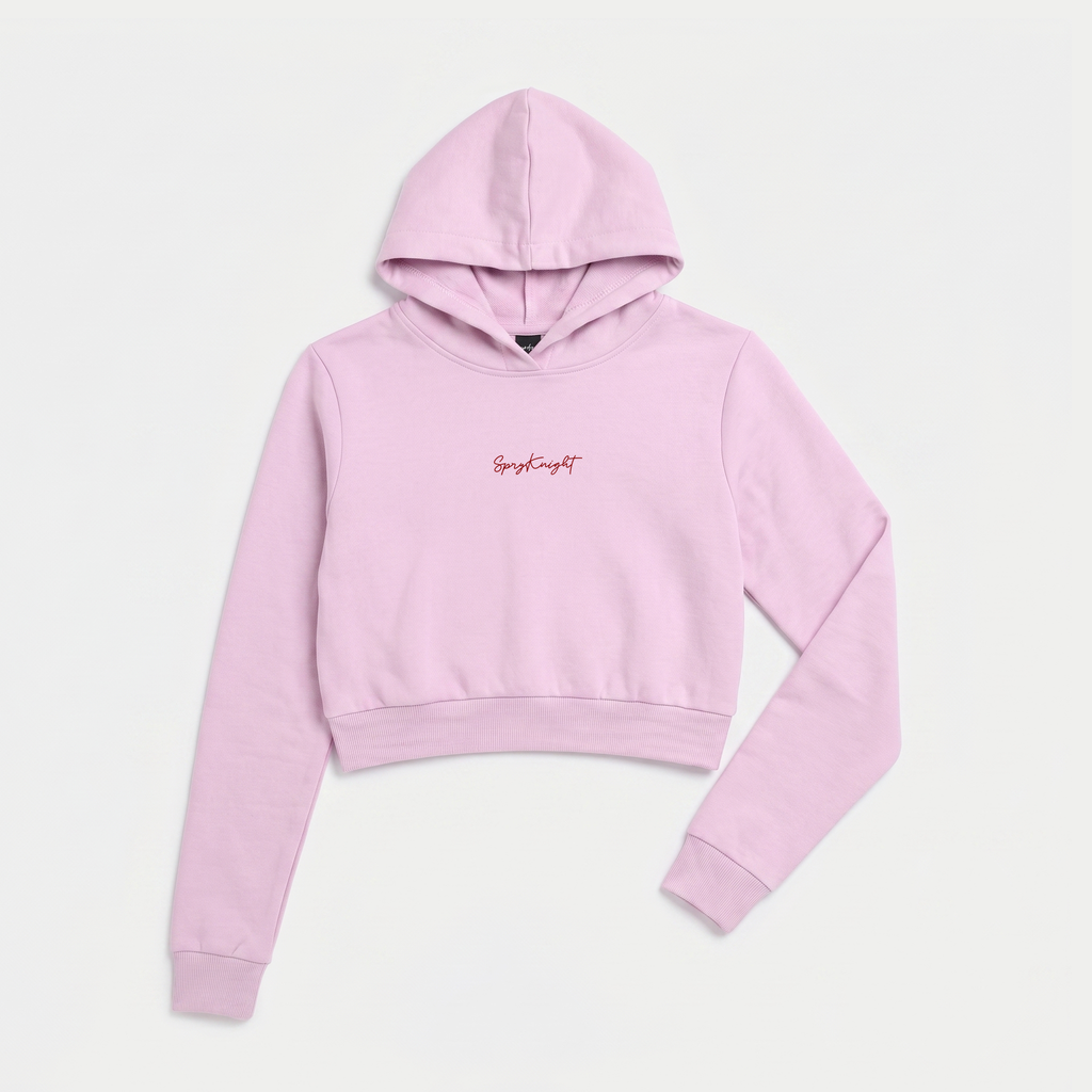 Women's Light Baby Pink Cropped Hoodie