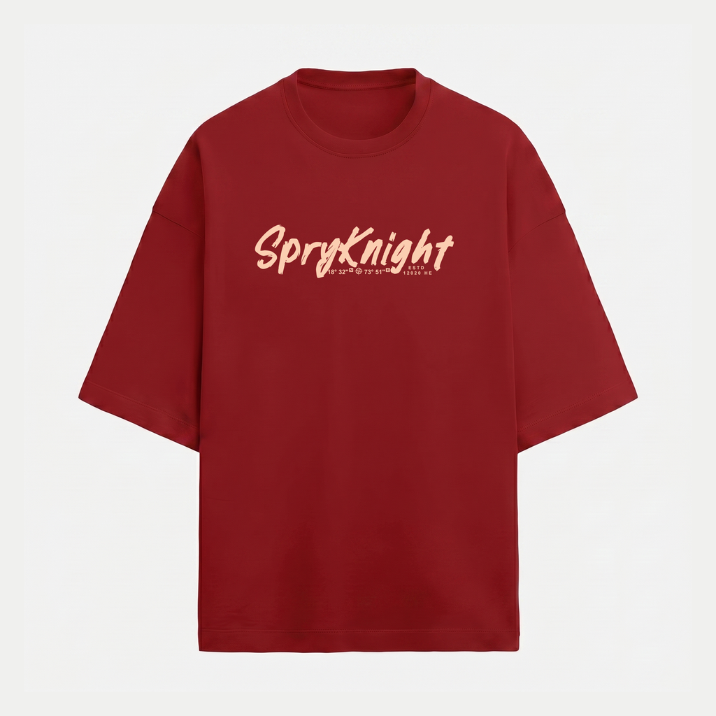 French Terry Red Oversized T-Shirt (Unisex)
