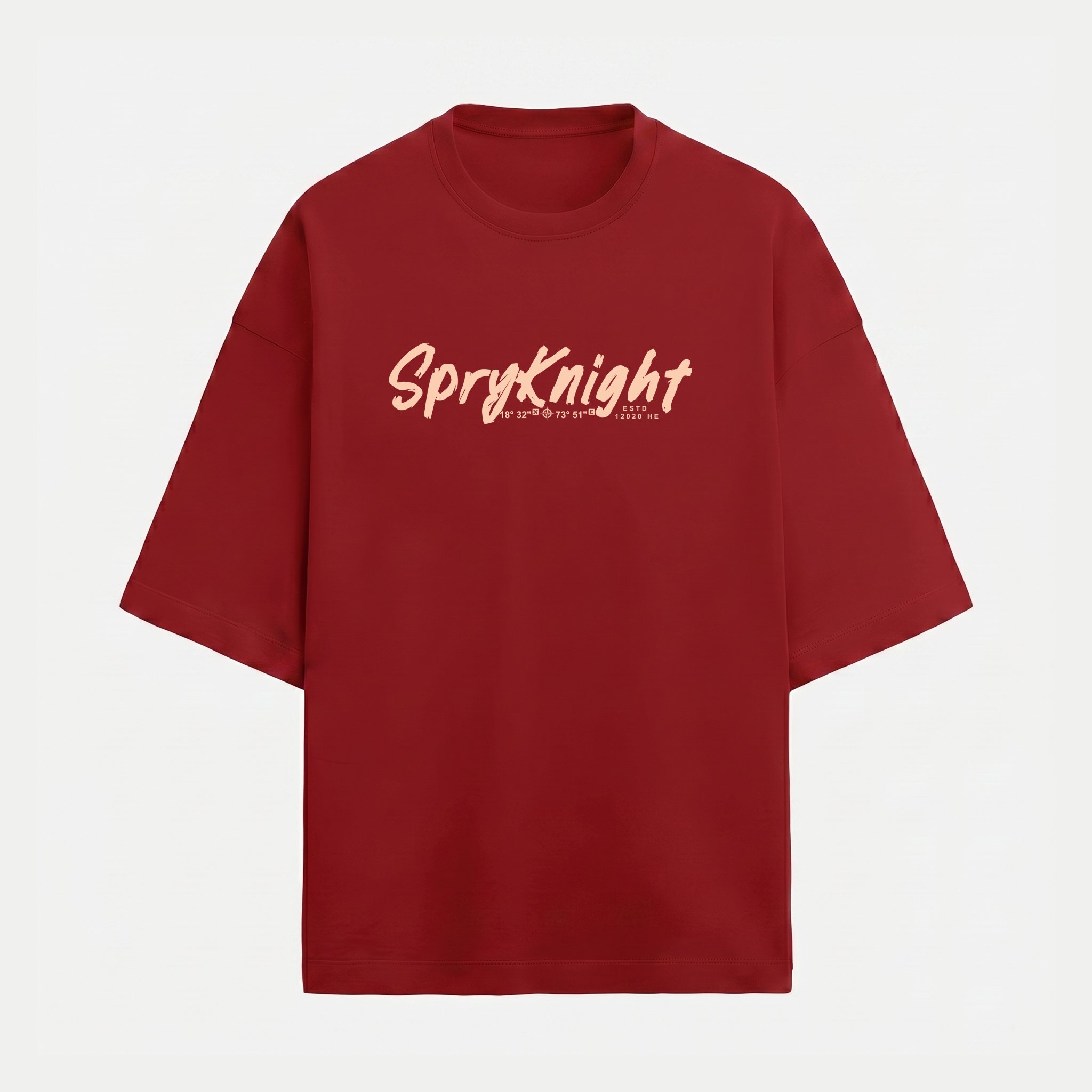 French Terry Red Oversized T-Shirt (Unisex)