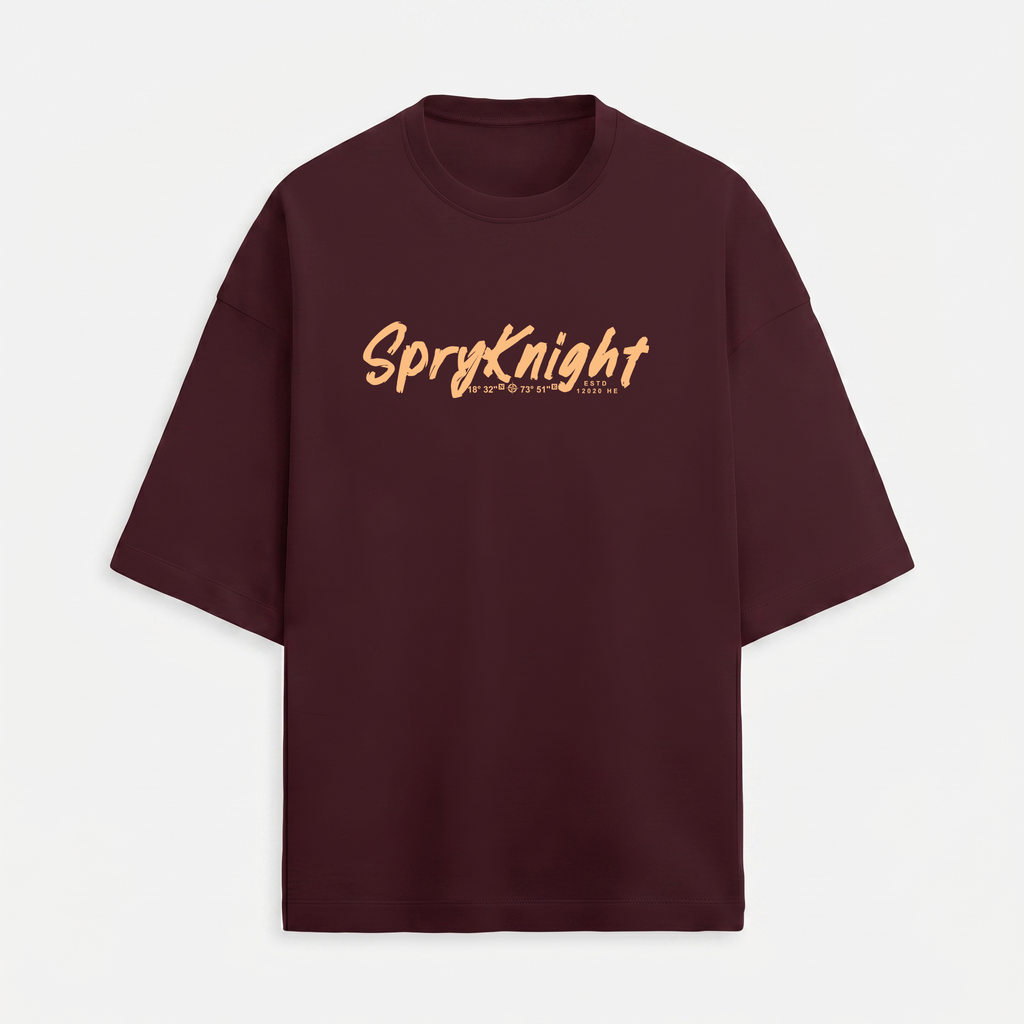 French Terry Maroon Oversized T-Shirt (Unisex)