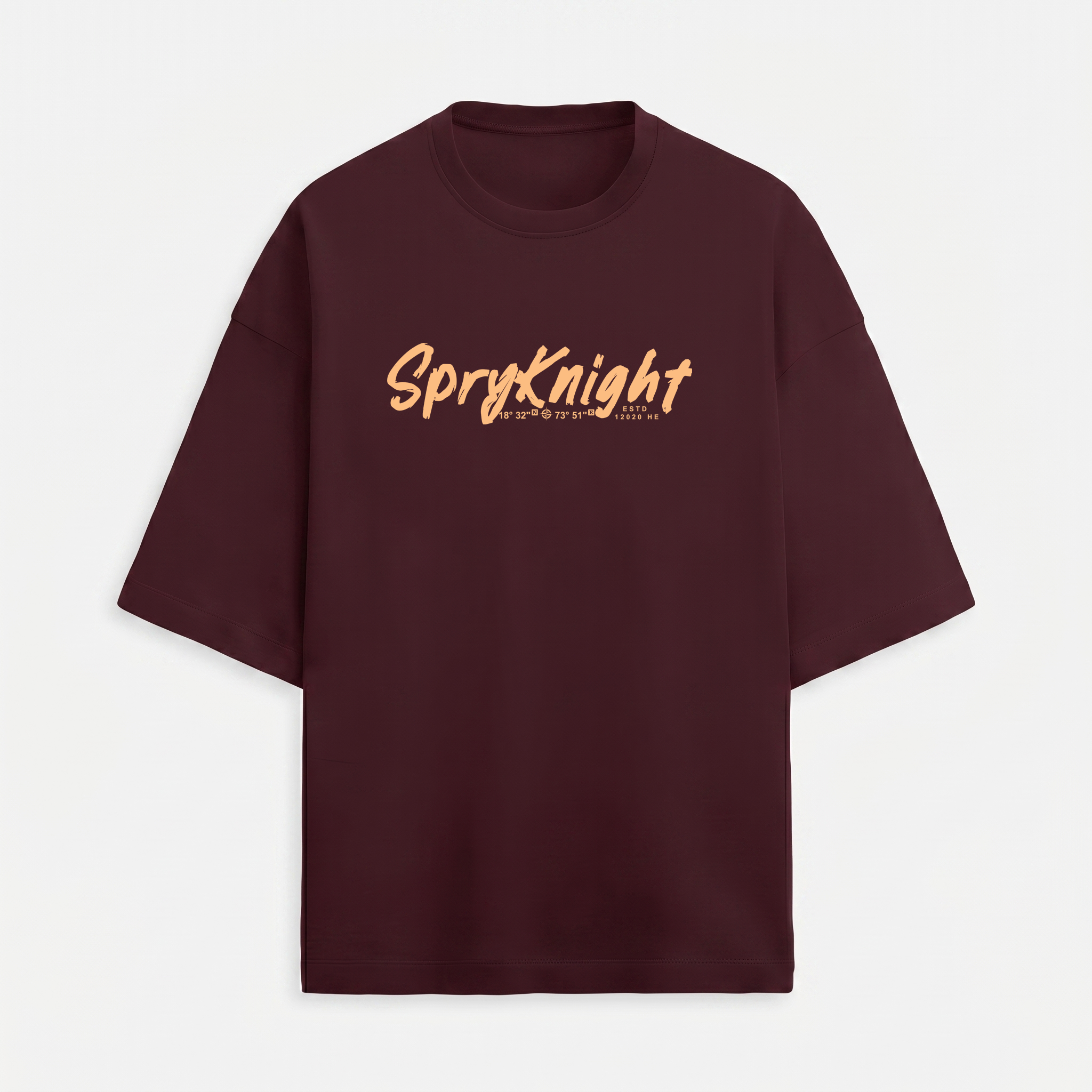 French Terry Maroon Oversized T-Shirt (Unisex)