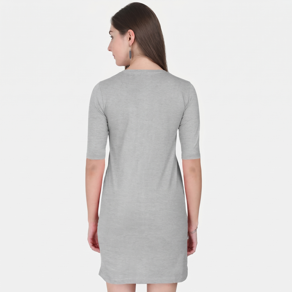 Women's Grey Melange T-Shirt Dress
