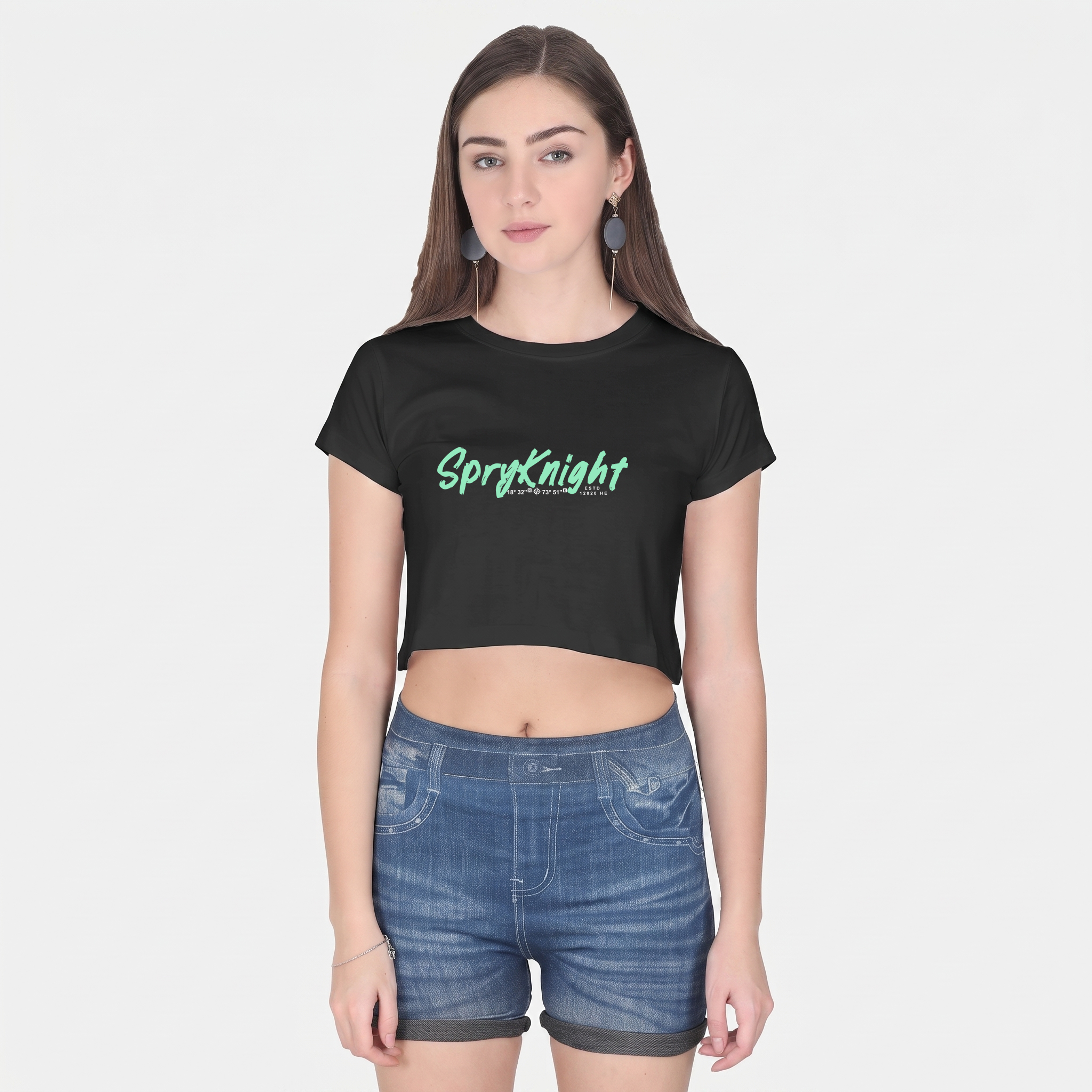 Women's Black Cropped Tee Top