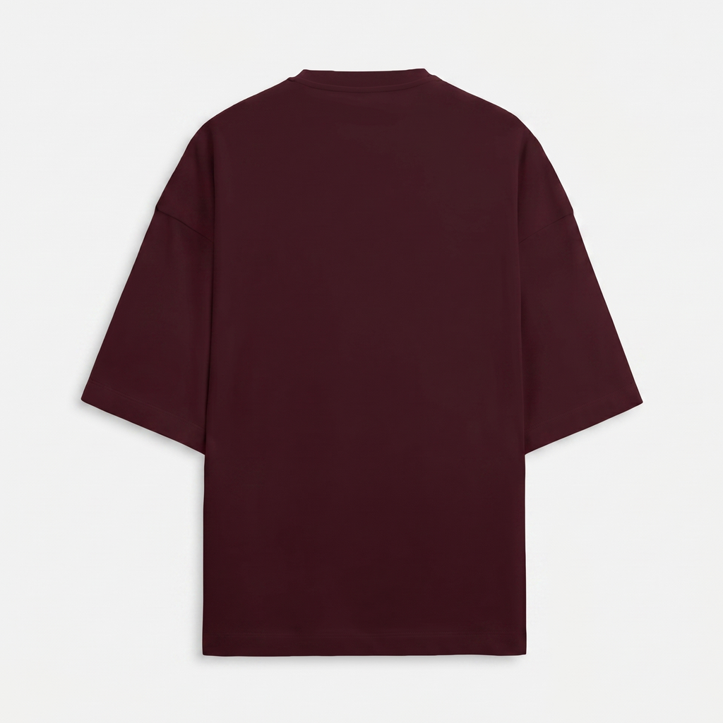 French Terry Maroon Oversized T-Shirt (Unisex)