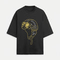 French Terry Biker Helmet Oversized Black T-Shirt (Unisex)